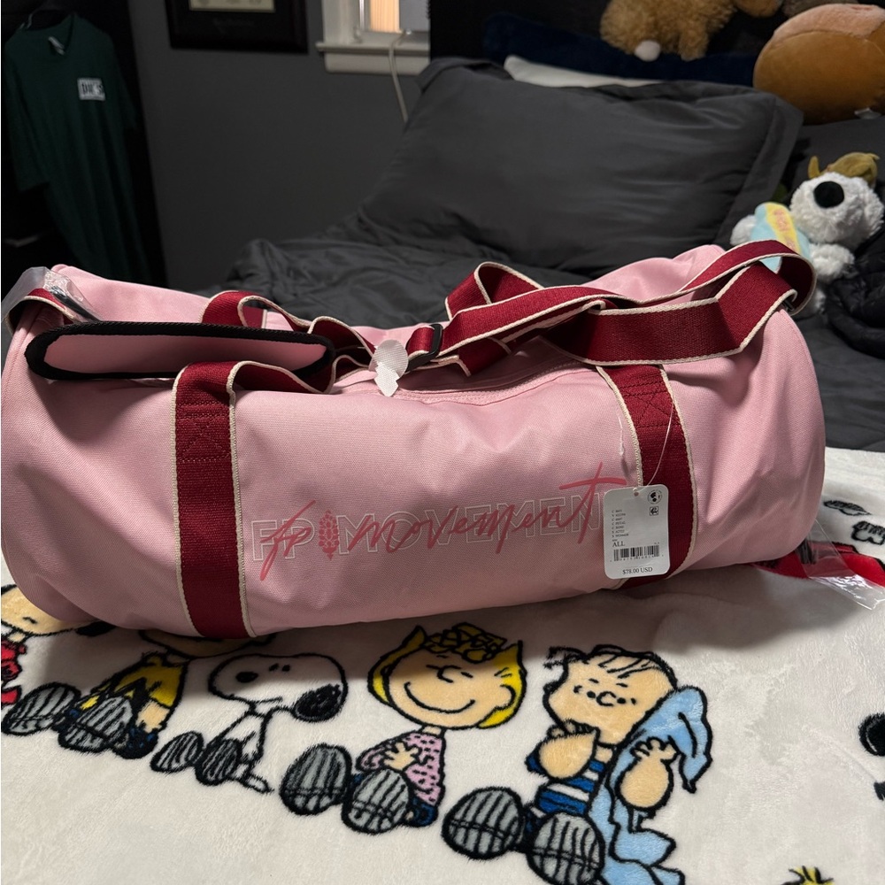 Pink Duffel Bag with Maroon Straps - FP Movement